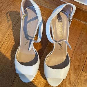 Stuart Weitzman White Disco Platform Heel